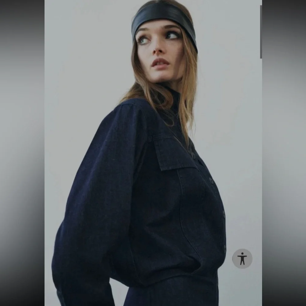 Zara Chic Denim Button-Up Dress XS - Picture 4 of 7